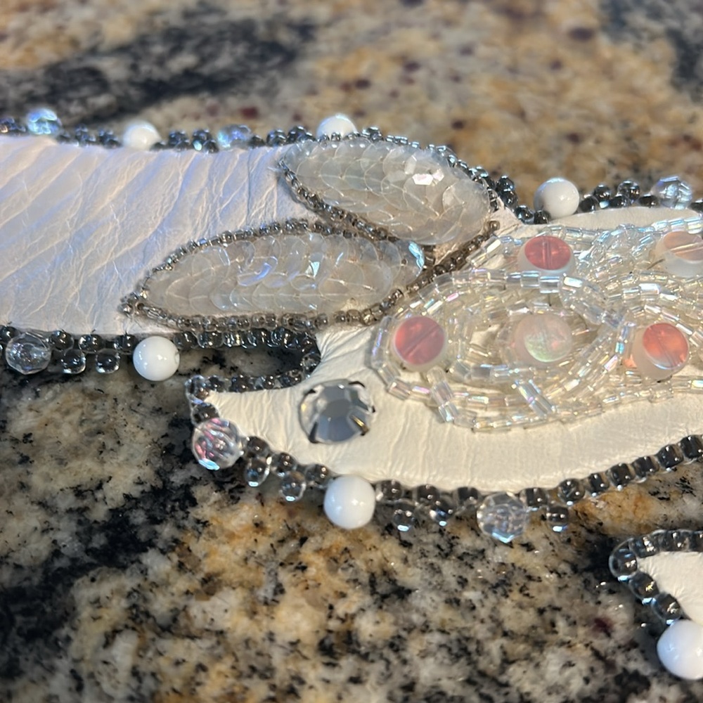 Vintage Joy Borns beaded crystal adjustable leather belt - Picture 5 of 12